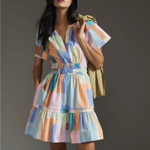 Anthropologie Somerset Colorful Patchwork Mini Dress